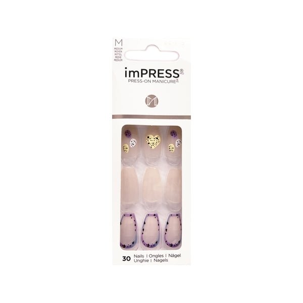 Kiss imPress Press-On Manicure Medium Length Nails Kit - IM93X Bright Sky  (30 Nails, Prep Pad, Mini File, Manicure Stick) 