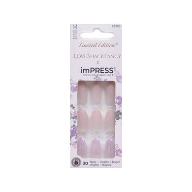 Kiss imPress x LoveShackFancy Limited Edition Press-On Manicure Medium Length Nails Kit - IM90X Blushing Lavender (30 Press-On Nails) - DollarFanatic.com
