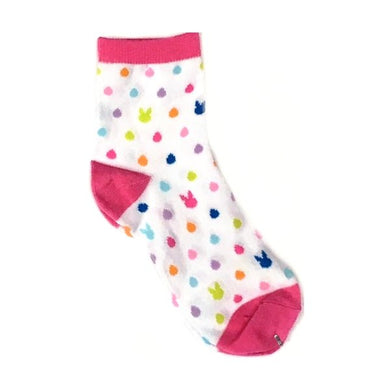 Ladies Colorful Socks - White Multicolor with Eggs & Bunnies (One Pair) - DollarFanatic.com