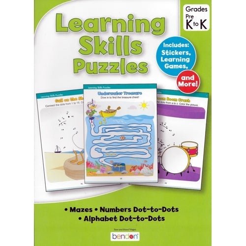 Learning Skills Puzzles - Alphabet & Numbers Dot to Dots (Includes Rewards Stickers) For Grades Pre-K to K - DollarFanatic.com