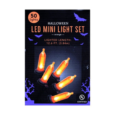 LED String Lights 50 Orange Mini Light Set - Indoor/Outdoor (12.6 ft. Lighted Length) Includes Spare Bulbs & Fuse - DollarFanatic.com