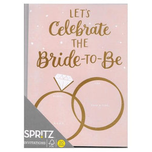Let's Celebrate the Bride-to-Be - Pink Bridal Party Invitations with White Envelopes (20 Pack) - DollarFanatic.com