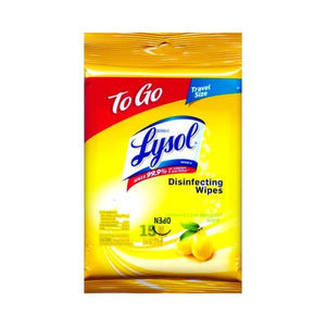 Lysol To Go Disinfecting Wipes - Lemon Scent (15 Pack) - DollarFanatic.com
