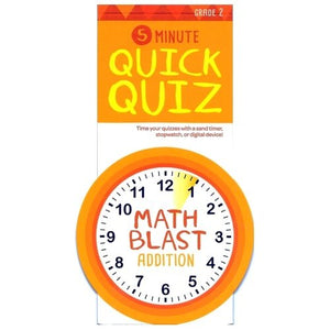 Math Blast 5-Minute Quick Quiz Addition Workbook - Grade 2 (24 Pages) For Ages 6-8 - DollarFanatic.com