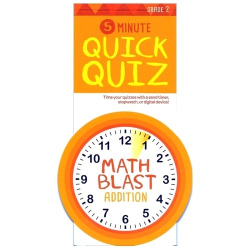 Math Blast 5-Minute Quick Quiz Addition Workbook - Grade 2 (24 Pages) For Ages 6-8 - DollarFanatic.com