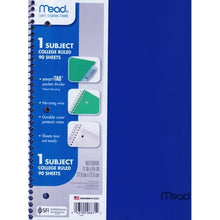 Mead 1-Subject College Ruled 8.5" x 11" Plastic Cover Spiral Notebook (90 Sheets) Colors Vary - DollarFanatic.com