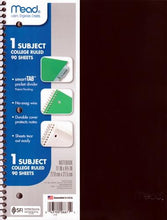 Mead 1-Subject College Ruled 8.5" x 11" Plastic Cover Spiral Notebook (90 Sheets) Colors Vary - DollarFanatic.com