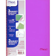 Mead 3-Subject College Ruled 8.5" x 11" Plastic Cover Spiral Notebook (138 Sheets) Colors Vary - DollarFanatic.com