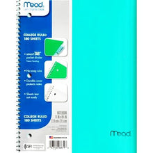 Mead 3-Subject College Ruled 8.5" x 11" Plastic Cover Spiral Notebook (138 Sheets) Colors Vary - DollarFanatic.com