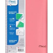 Mead 3-Subject College Ruled 8.5" x 11" Plastic Cover Spiral Notebook (138 Sheets) Colors Vary - DollarFanatic.com