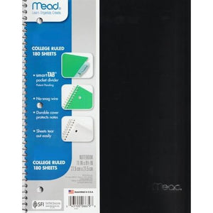 Mead 3-Subject College Ruled 8.5" x 11" Plastic Cover Spiral Notebook (138 Sheets) Colors Vary - DollarFanatic.com
