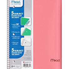 Mead 5-Subject College Ruled 8.5" x 11" Plastic Cover Spiral Notebook (180 Sheets) Colors Vary - DollarFanatic.com
