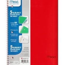 Mead 5-Subject College Ruled 8.5" x 11" Plastic Cover Spiral Notebook (180 Sheets) Colors Vary - DollarFanatic.com