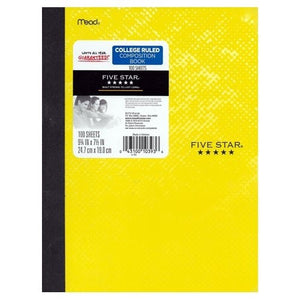 Mead College Ruled Plastic Cover Composition Notebook (100 Sheets) Colors Vary - DollarFanatic.com