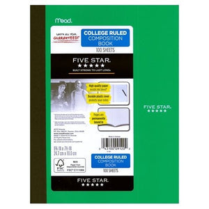 Mead College Ruled Plastic Cover Composition Notebook (100 Sheets) Colors Vary - DollarFanatic.com