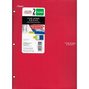 Mead Five Star 2-Pocket Plastic Portfolio Folder (Select Color) - DollarFanatic.com