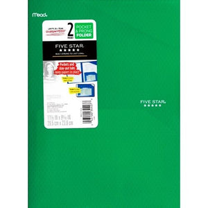 Mead Five Star 2-Pocket Prong Plastic Portfolio Folder (Select Color) - DollarFanatic.com