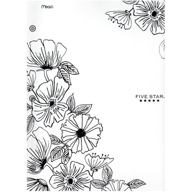 Mead Five Star 4-Pocket Portfolio Folder - Floral Linework (9.5