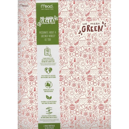 Mead Recycled 2-Pocket Portfolio Folders - Red/Blue (2 Pack) Durable Cardstock - DollarFanatic.com