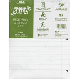 Mead Recycled Wide Ruled 8.5" x 11" Filler Notebook Paper (150 Sheets) - DollarFanatic.com