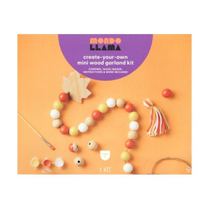 Mondo Llama Fall Leaf Bead Garland Craft Kit (Includes Wood Beads, Leaf Tag, Yarn, Twine, Paint Pods, Instructions) - DollarFanatic.com