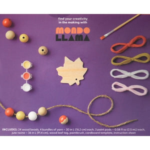 Mondo Llama Fall Leaf Bead Garland Craft Kit (Includes Wood Beads, Leaf Tag, Yarn, Twine, Paint Pods, Instructions) - DollarFanatic.com