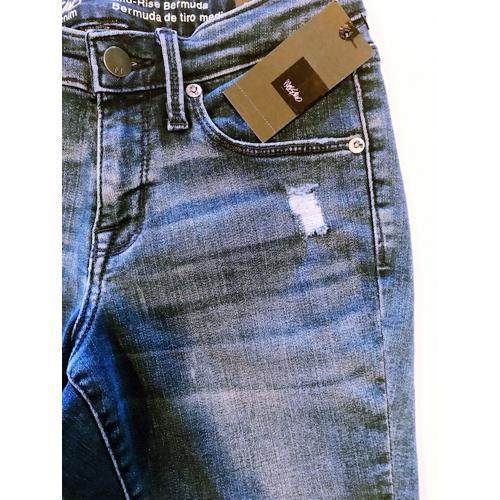 Mossimo Women's Blue Stretch Denim Jean Shorts - Size 00 (Bermuda Mid-Rise) - DollarFanatic.com