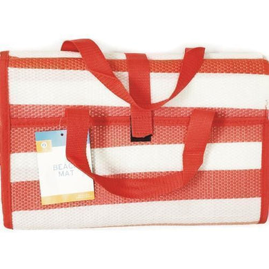 Multi-Striped Foldable Beach Mat with Handle Straps (Beach/Picnic Party Fun) - DollarFanatic.com