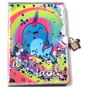 Narwhal Shaker Confetti Diary Journal (160 Pages) Includes Lock and Key - DollarFanatic.com