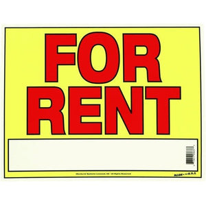 Neon Yellow For Rent Sign (11" x 14") - DollarFanatic.com