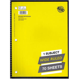 Norcom 1-Subject Wide Ruled 8" x 10.5" Spiral Notebook (70 Sheets) Micro-Perforated for Clean Tear-Outs - DollarFanatic.com