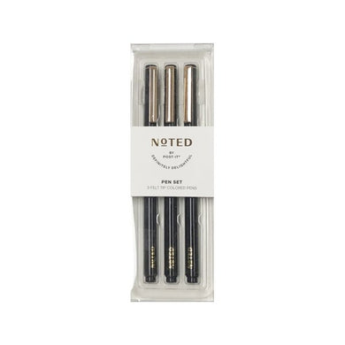 Noted by Post-it Black Felt-Tip Pen Set (3-Piece Set) - DollarFanatic.com