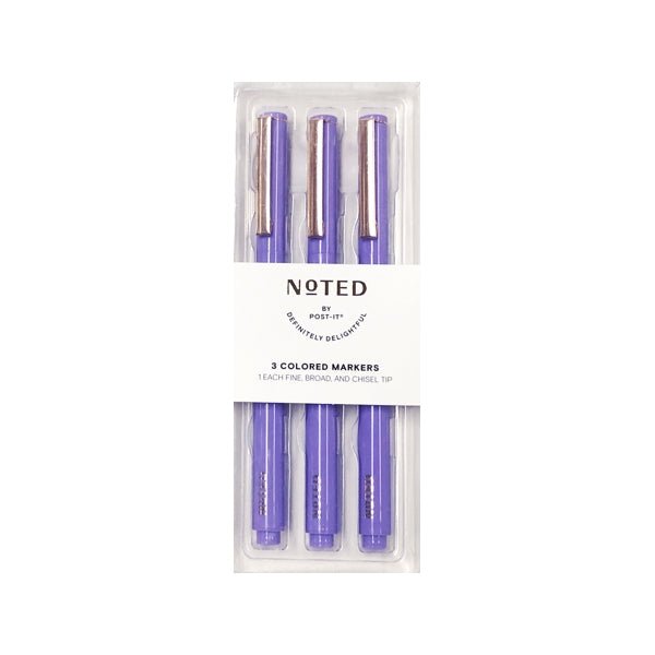 Noted by Post-it Permanent Markers - Purple (3 Pack) Includes 1 of Each Fine Point, Chisel Tip and Broad Tip - DollarFanatic.com
