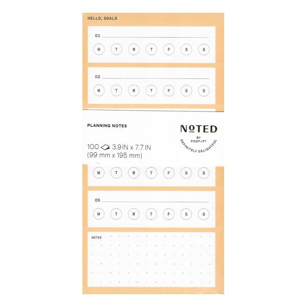 Noted by Post-it Self-Care Daily Goals Planning Notes Note Pad - Orange (100 Sheets) Set Daily, Weekly Goals - DollarFanatic.com