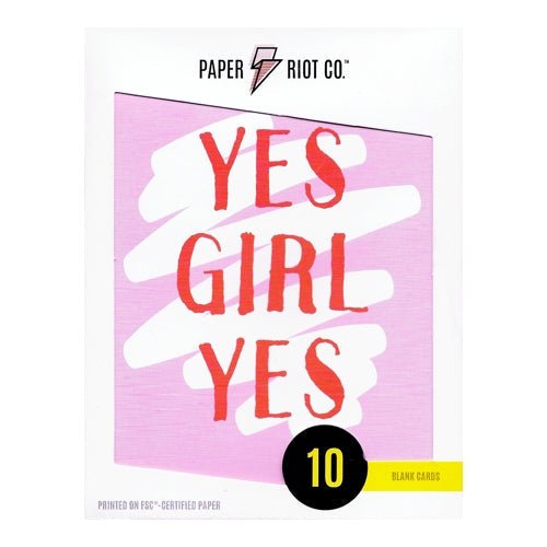 Paper Riot Yes Girl Yes Blank Cards with Red Envelopes (10 Pack) - DollarFanatic.com