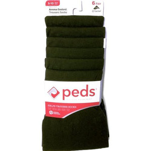 PEDS Aroma Control Trousers Socks - Black (6 Pack) Shoe Size 5-10 - DollarFanatic.com
