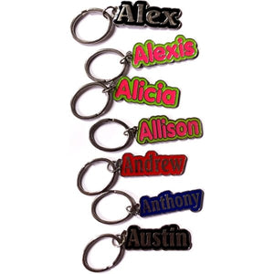 Personalized Name Enamel Metal Keychain - Name Starting with "A" (2.25" x .75") Select Name - DollarFanatic.com