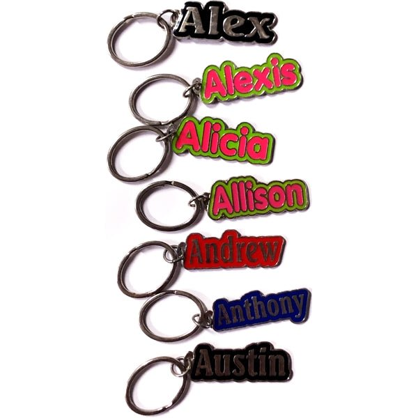 Personalized Name Enamel Metal Keychain - Name Starting with 