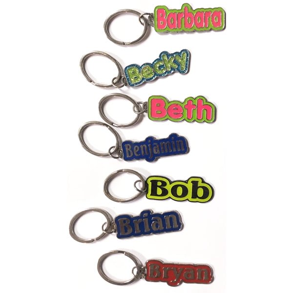 Personalized Name Enamel Metal Keychain - Name Starting with 