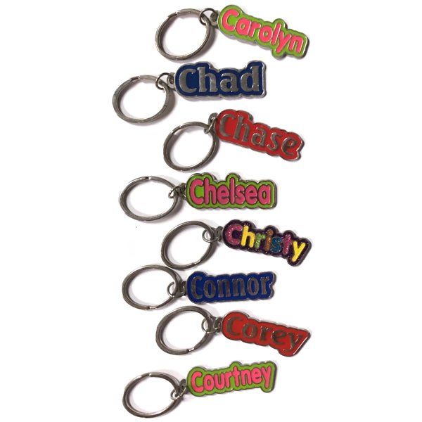 Personalized Name Enamel Metal Keychain - Name Starting with 