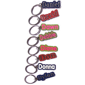 Personalized Name Enamel Metal Keychain - Name Starting with "D" (2.25" x .75") Select Name - DollarFanatic.com