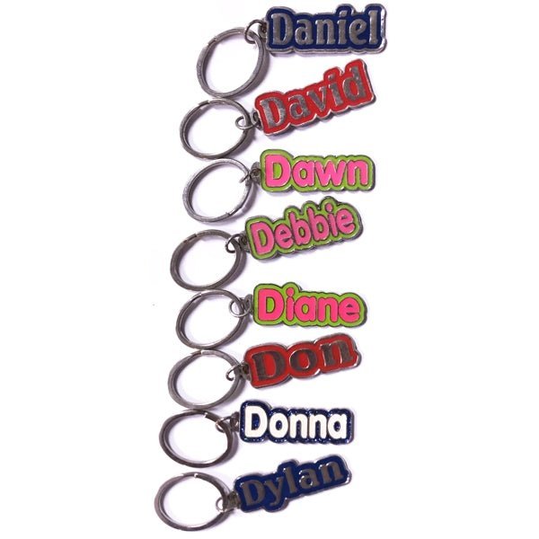 Personalized Name Enamel Metal Keychain - Name Starting with 