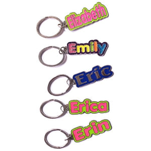Personalized Name Enamel Metal Keychain - Name Starting with "E" (2.25" x .75") Select Name - DollarFanatic.com