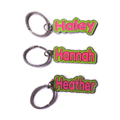 Personalized Name Enamel Metal Keychain - Name Starting with 