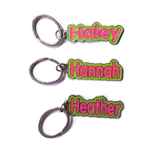 Personalized Name Enamel Metal Keychain - Name Starting with "H" (2.25" x .75") Select Name - DollarFanatic.com