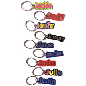 Personalized Name Enamel Metal Keychain - Name Starting with "J" (2.25" x .75") Select Name - DollarFanatic.com