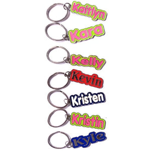 Personalized Name Enamel Metal Keychain - Name Starting with "K" (2.25" x .75") Select Name - DollarFanatic.com