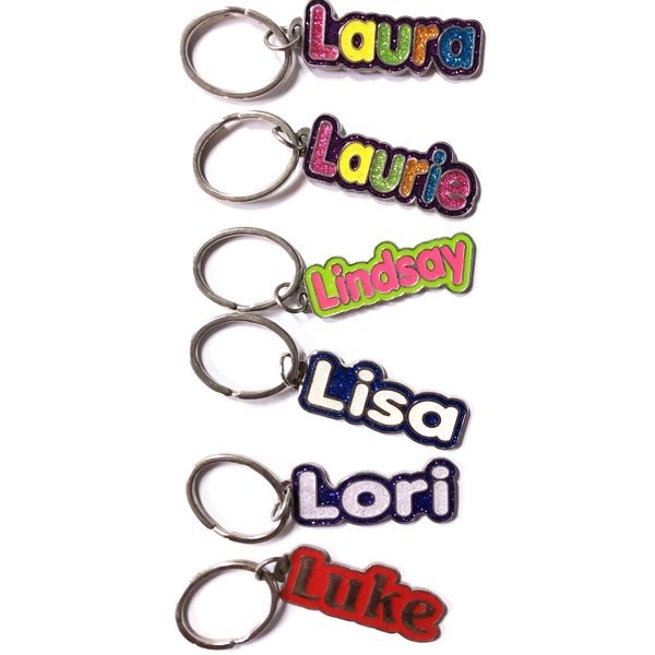 Personalized Name Enamel Metal Keychain - Name Starting with 