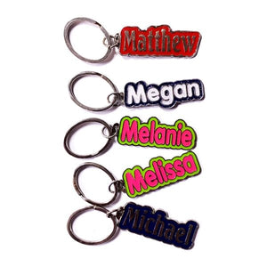Personalized Name Enamel Metal Keychain - Name Starting with "M" (2.25" x .75") Select Name - DollarFanatic.com