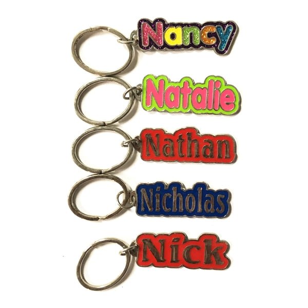 Personalized Name Enamel Metal Keychain - Name Starting with 